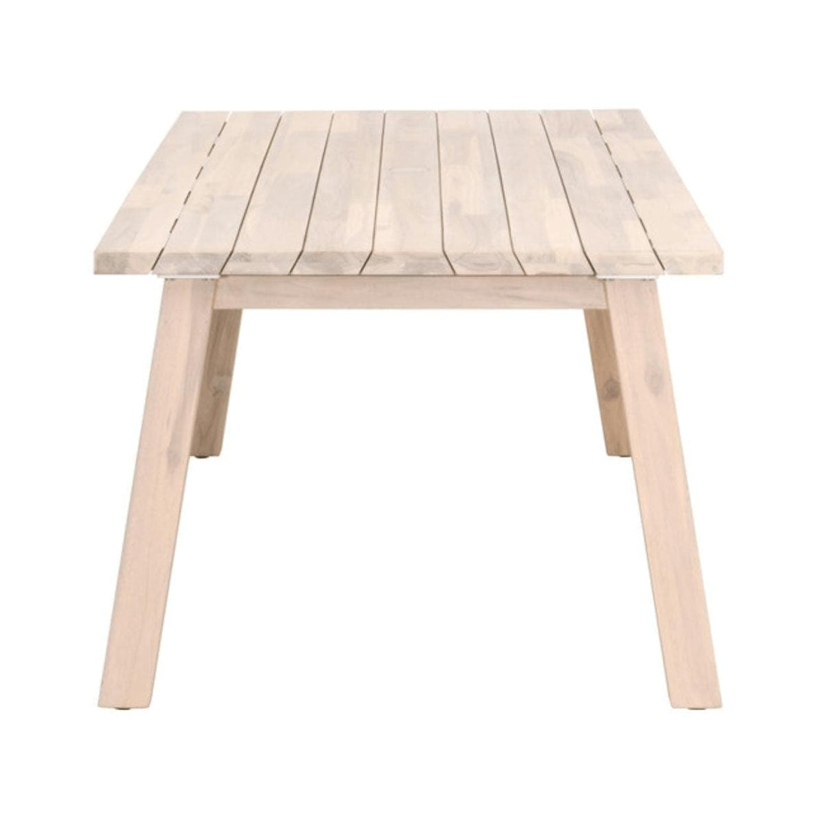 Diego Gray Teak Rectangle Dining Table, solid wood with natural silver tone finish, suitable for indoor/outdoor.