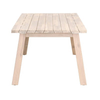 Diego Gray Teak Rectangle Dining Table, solid wood with natural silver tone finish, suitable for indoor/outdoor.