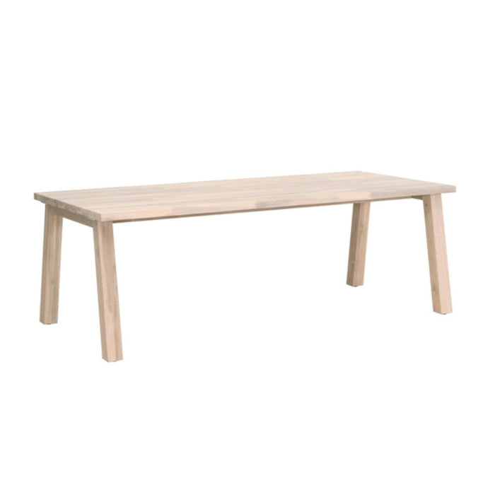 Diego Gray Teak Rectangle Dining Table, solid wood with natural silver tone finish, suitable for indoor/outdoor.