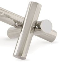 Dion Sculpture: Four elegant, polished metal cylinders intersecting, creating a captivating modern design.