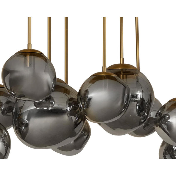 Dionis Rectangle Smoke Glass Globe Chandelier - Chandelier Installed | Bone & Brass