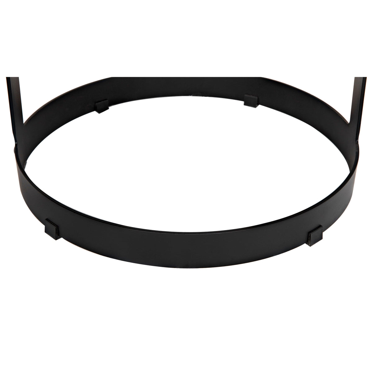 Black steel circular base and footrest of a Dior bar stool.