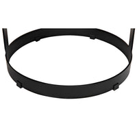 Black steel circular base and footrest of a Dior bar stool.