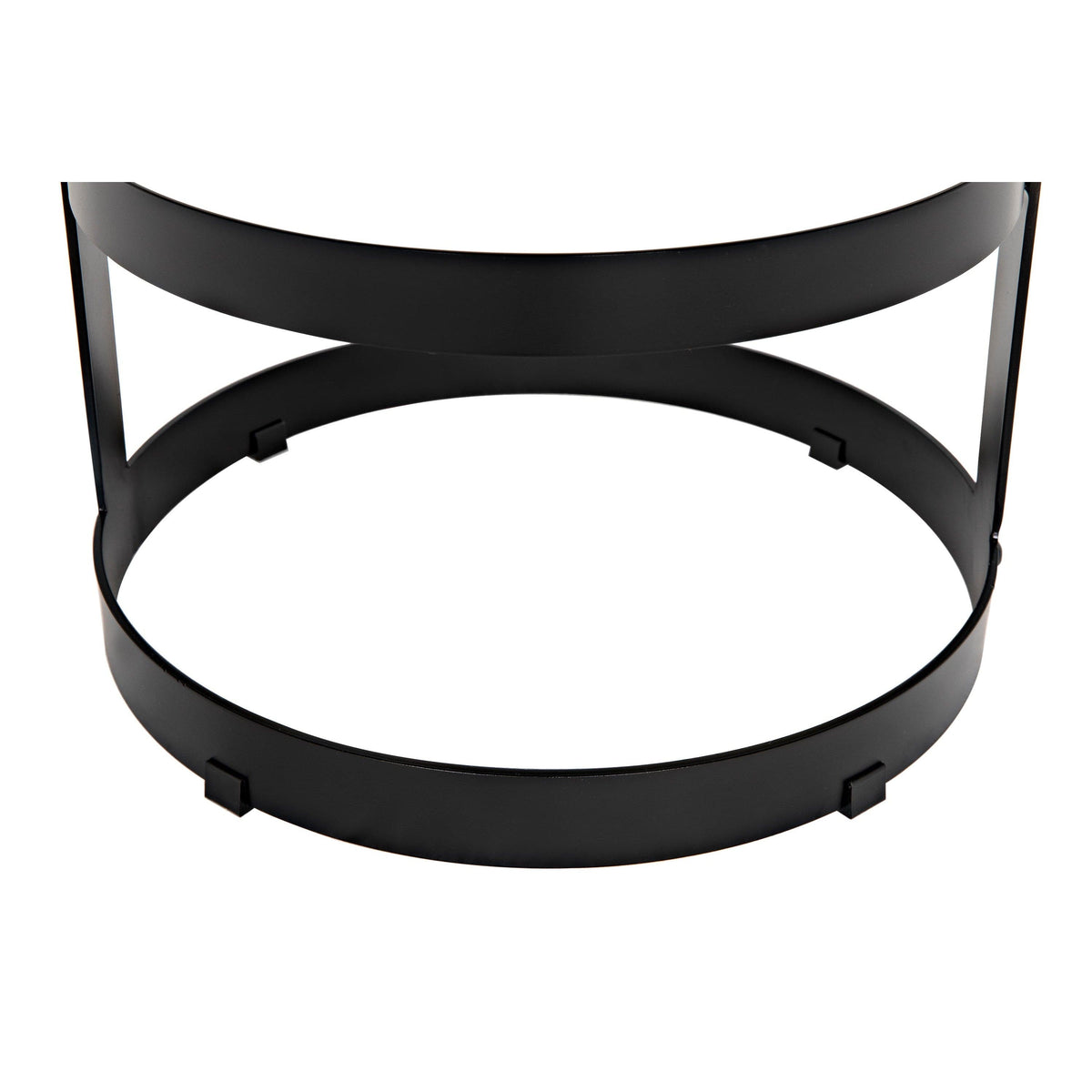 Dior counter stool base with three thick black steel circular bands.