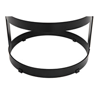 Dior counter stool base with three thick black steel circular bands.