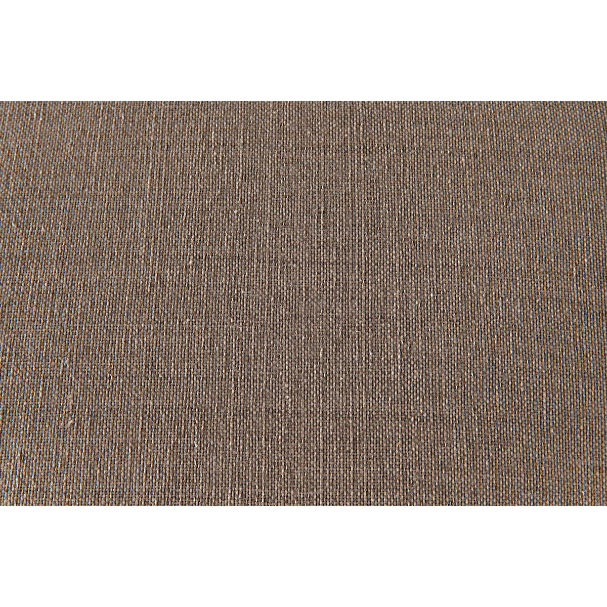 Close-up of a brown linen fabric, showing its textured weave.