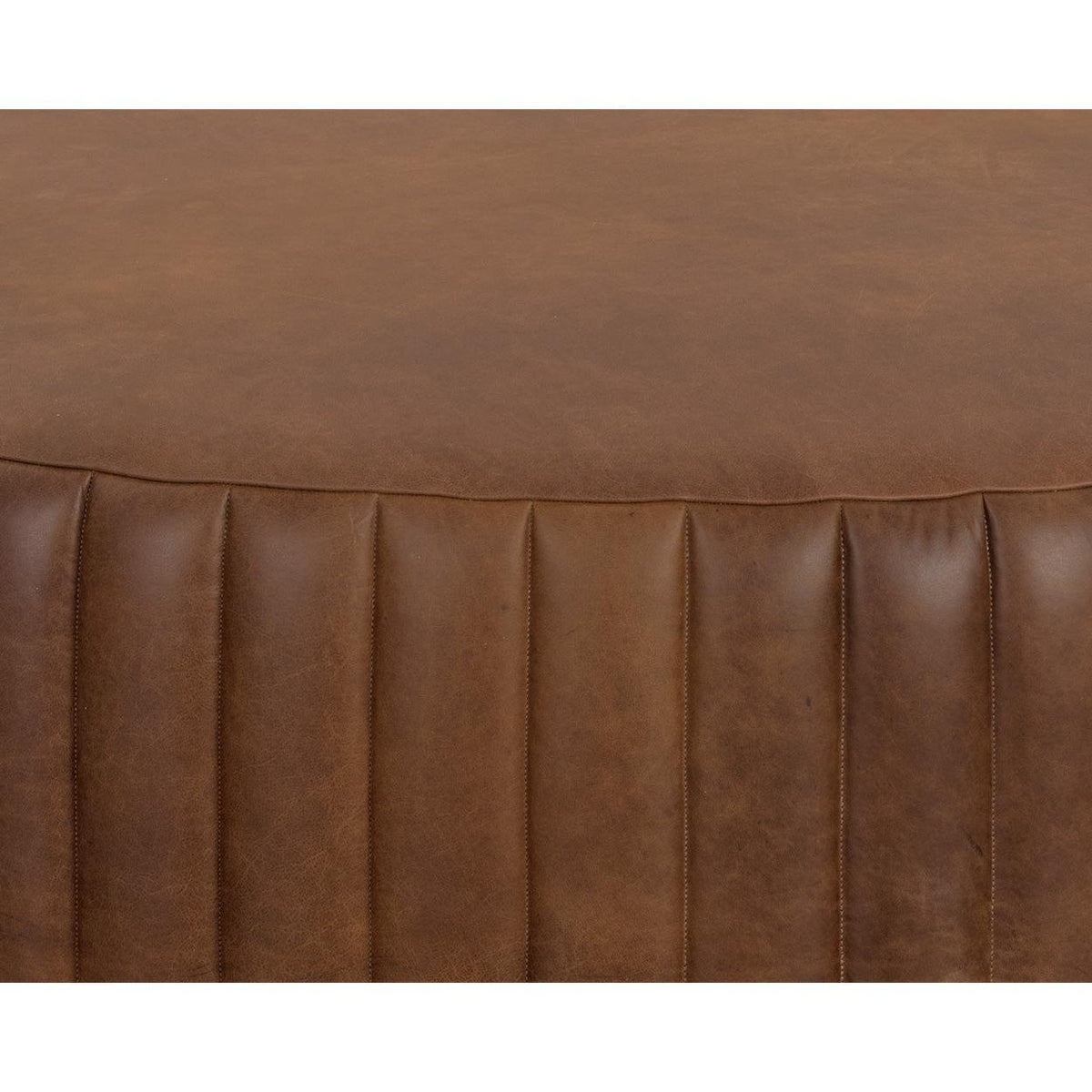 Divano Ottoman - Lucia Tobacco Leather - Ottoman Detail | Bone & Brass