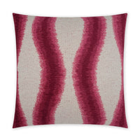 Dollande Fuschia 24" throw pillow with wavy pink and white striped pattern, seamless zippered cover.