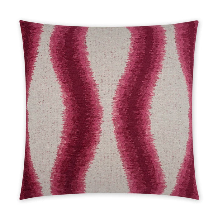 Dollande Fuschia 24" throw pillow with wavy pink and white striped pattern, seamless zippered cover.