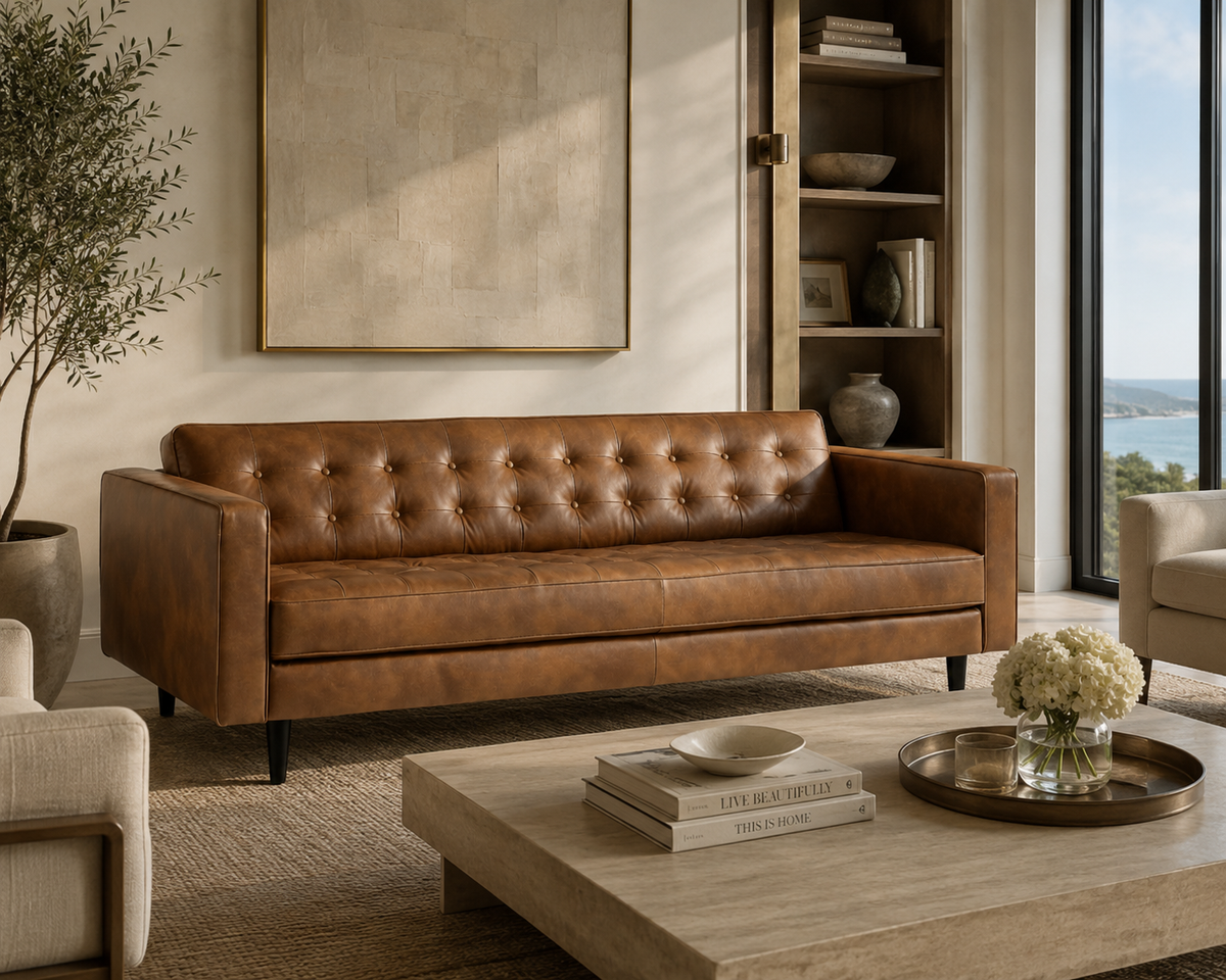 Donnie Tobacco Tan Leather Sofa