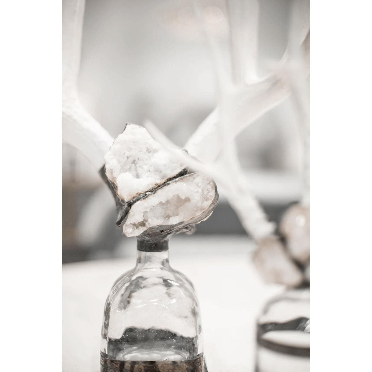 Double Large Geode Decorative Antler Bottle - Bottle Side View | Bone & Brass