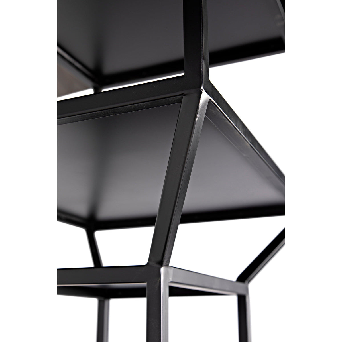 Downtown Black Metal Bookcase with linear frame and multiple shelves.