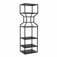 Tall black metal Downtown Bookcase with linear frame and multiple shelves, ideal for contemporary decor.