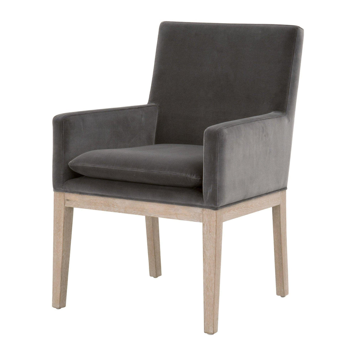 Drew Gray Velvet Dining Arm Chair