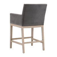 Drew Gray Velvet Counter Stool - Stool Seat Detail | Bone & Brass