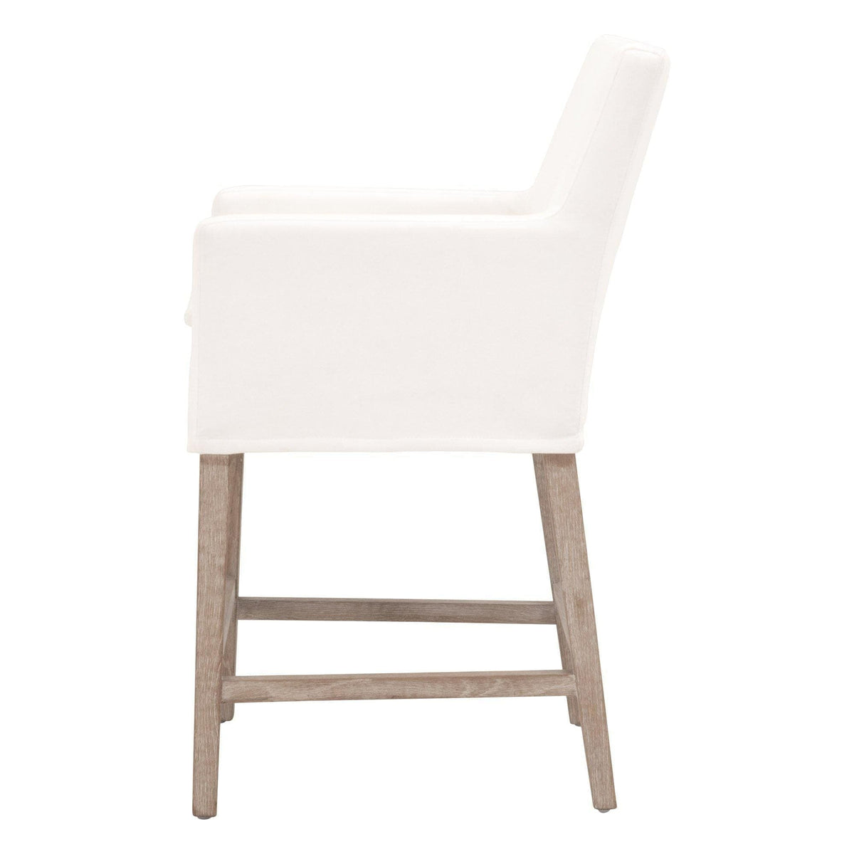 Drew White Upholstered Counter Stool - Stool Side View | Bone & Brass