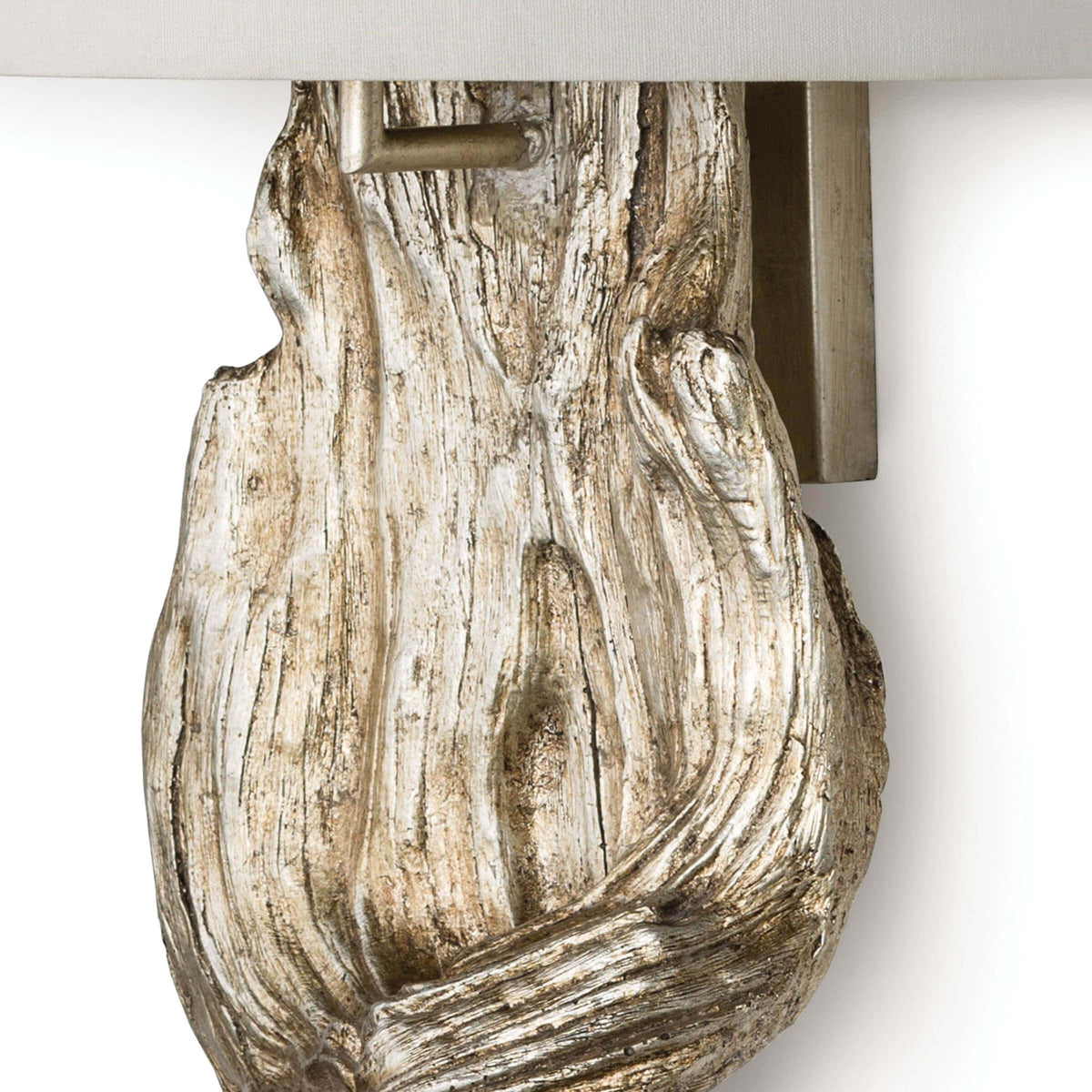 Driftwood Sconce Ambered Silver Leaf - Sconce Close Up | Bone & Brass