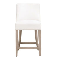 Duet LiveSmart French Linen Counter Stool with white fabric seat and natural gray ash wood frame.