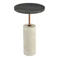 Dusk Black & White Marble Accent Table | Bone & Brass