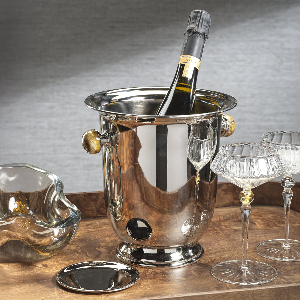 Duval Champagne Bucket, Amber Stone Handles - Wine Bucket Detail | Bone & Brass