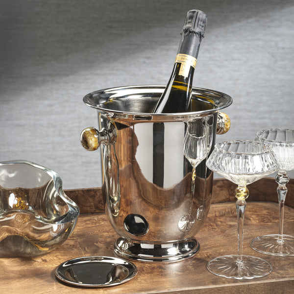 Duval Champagne Bucket, Amber Stone Handles - Wine Bucket Detail | Bone & Brass