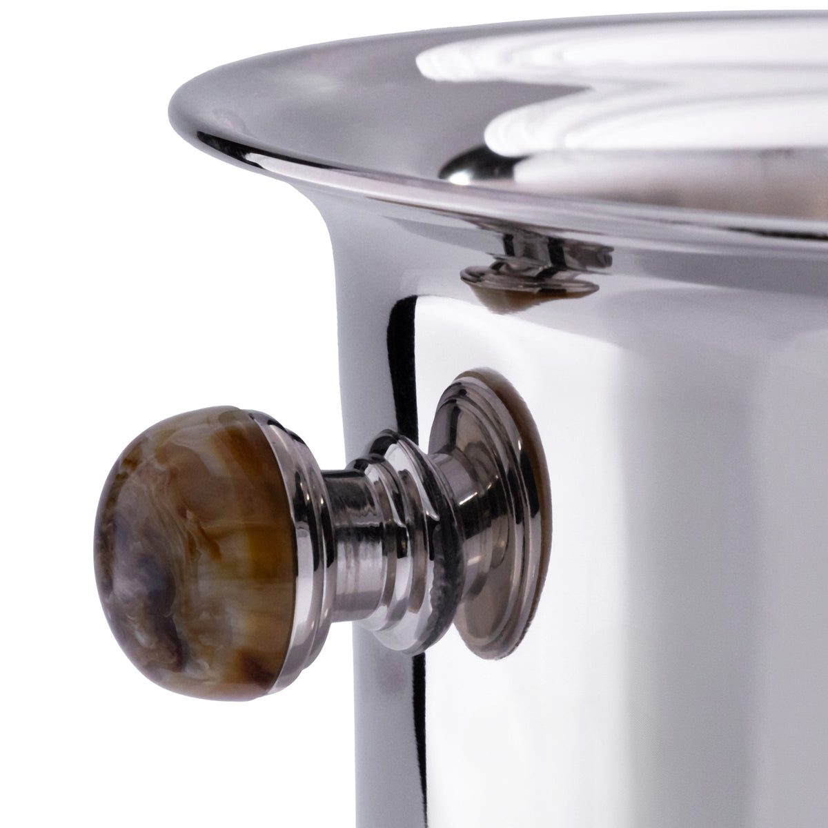 Duval Champagne Bucket, Amber Stone Handles - Bucket Handle Detail | Bone & Brass