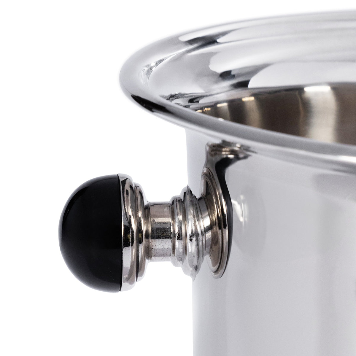Duval Champagne Bucket, Black Stone Handles - Bucket Handle Detail | Bone & Brass