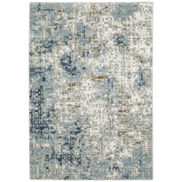 Easton Blue & Ivory Casual Rug with textured abstract design in blue, gray, and brown tones.