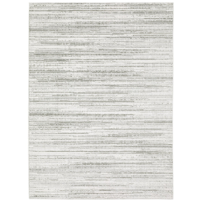 Easton Grey & Blue Casual Rug with textured horizontal stripes, power-loomed polypropylene and polyester.