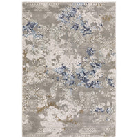 Easton Grey & Blue Casual Rug with textured, modern abstract and medallion patterns.