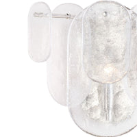 Modern Echo polished nickel sconce with textured water glass panes and a soft glow.