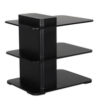 Ecolette black steel 3-shelf side table with matte finish, modern design, and rounded edges.