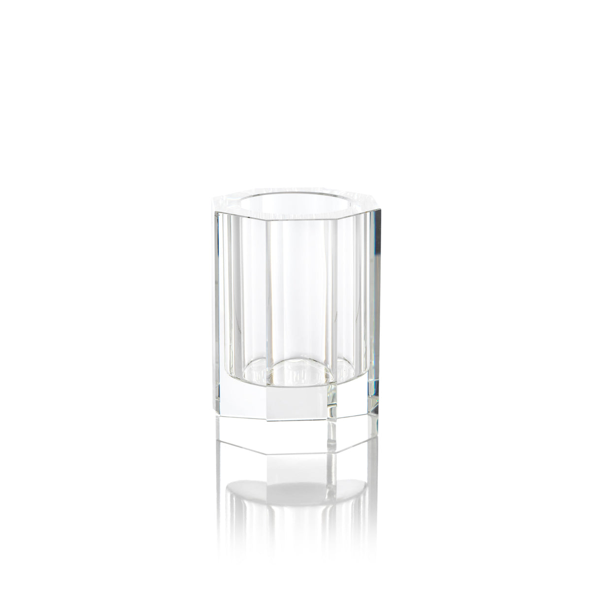 Edith Octagonal Crystal Glass Vase | Bone & Brass