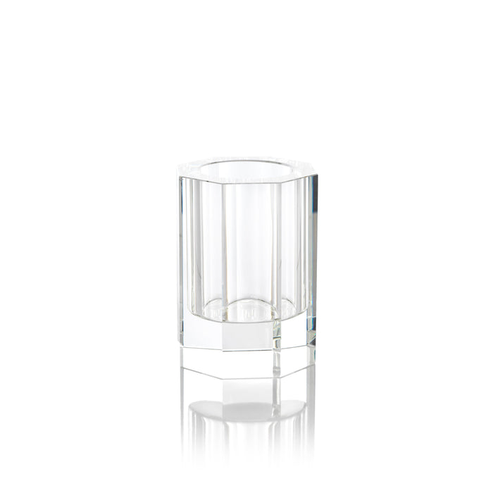 Edith Octagonal Crystal Glass Vase | Bone & Brass
