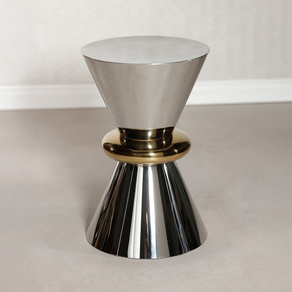 Edition Polished Silver & Gold Side Table - Table Side View | Bone & Brass