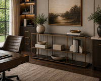 Eiffel Low Bookcase - Large - Antique Brass - Bookcase Side View | Bone & Brass