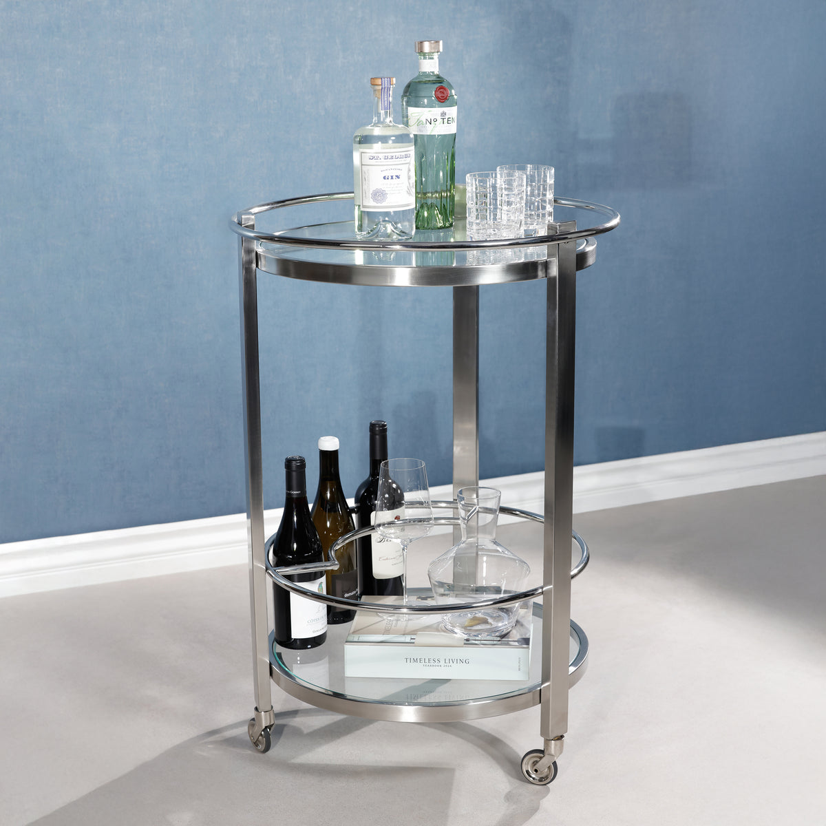 Élan Nickel Round Bar Cart - Bar Cart Detail | Bone & Brass