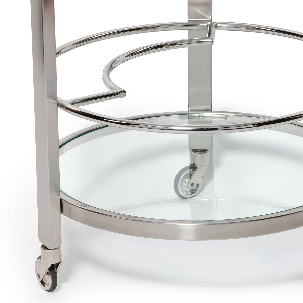 Élan Nickel Round Bar Cart - Bar Cart Side View | Bone & Brass