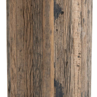 Rustic Eli Wood Side Table base, featuring textured reclaimed wood with dark and light brown tones.