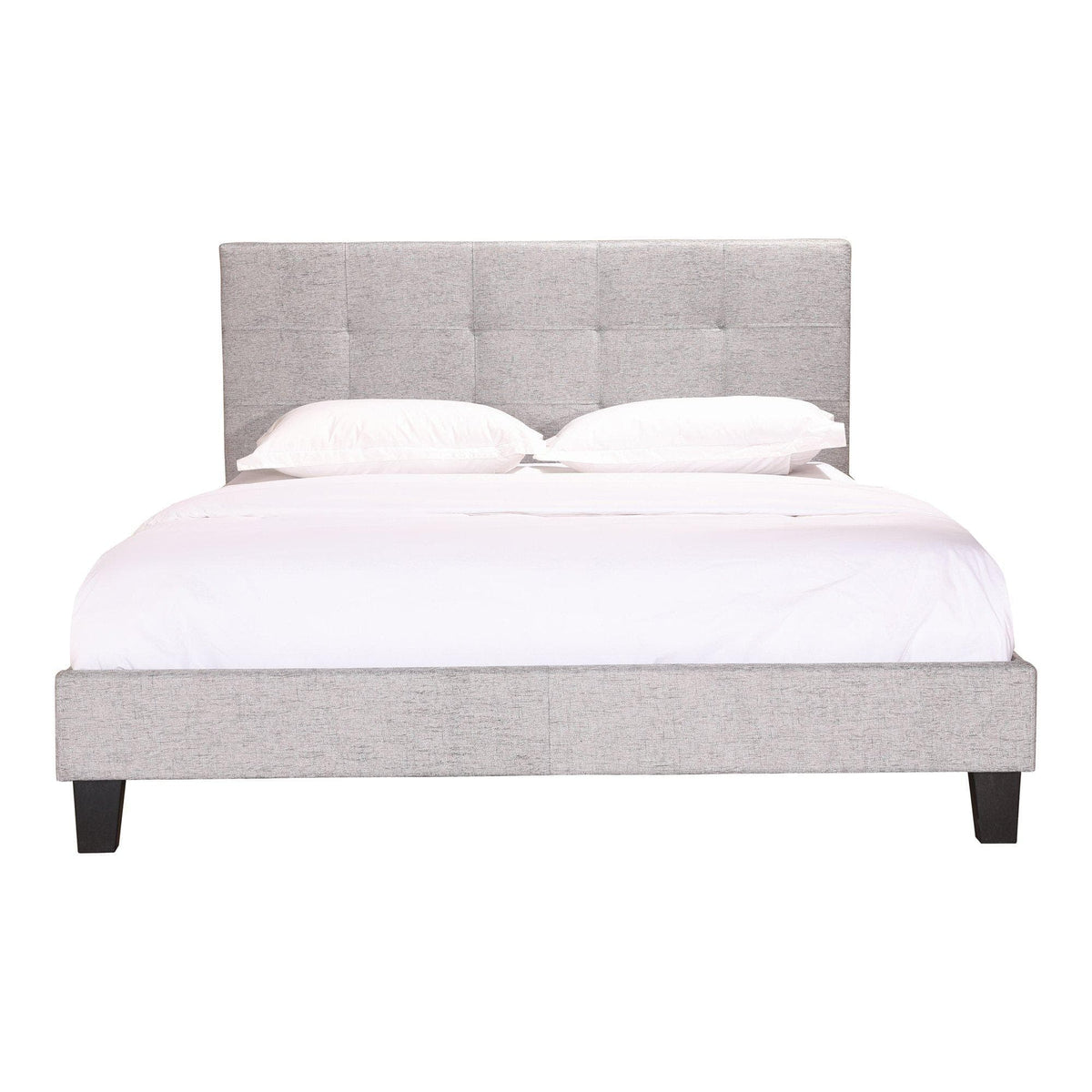 Eliza Grey Upholstered Tufted Bed - Bed Side View | Bone & Brass