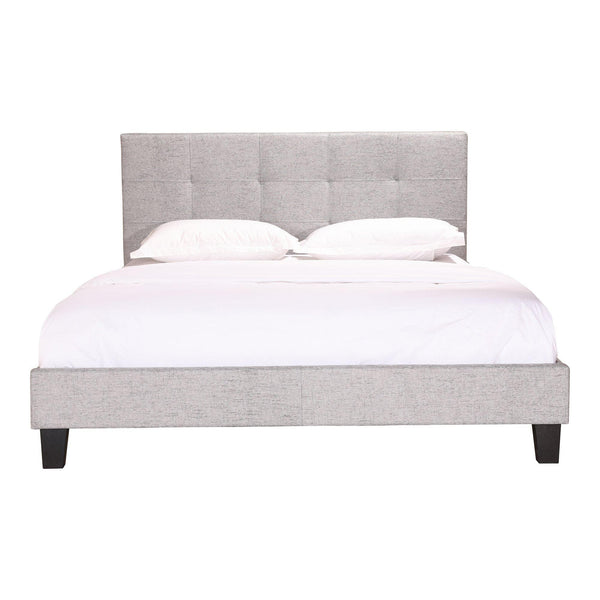 Eliza Grey Upholstered Tufted Bed - Bed Side View | Bone & Brass