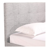 Eliza Grey Upholstered Tufted Bed - Bed Headboard Detail | Bone & Brass