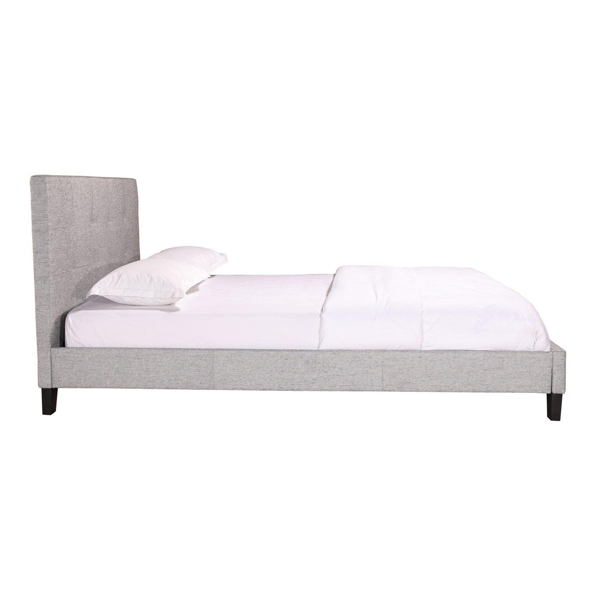 Eliza Grey Upholstered Tufted Bed - Bed Frame Detail | Bone & Brass