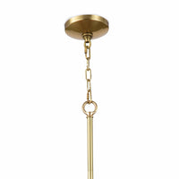 Eloise small white ceramic pendant light with natural brass accents and chain.