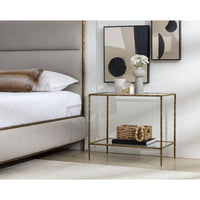 Emine Hammered Antique Brass Side Table - Nightstand Side View | Bone & Brass