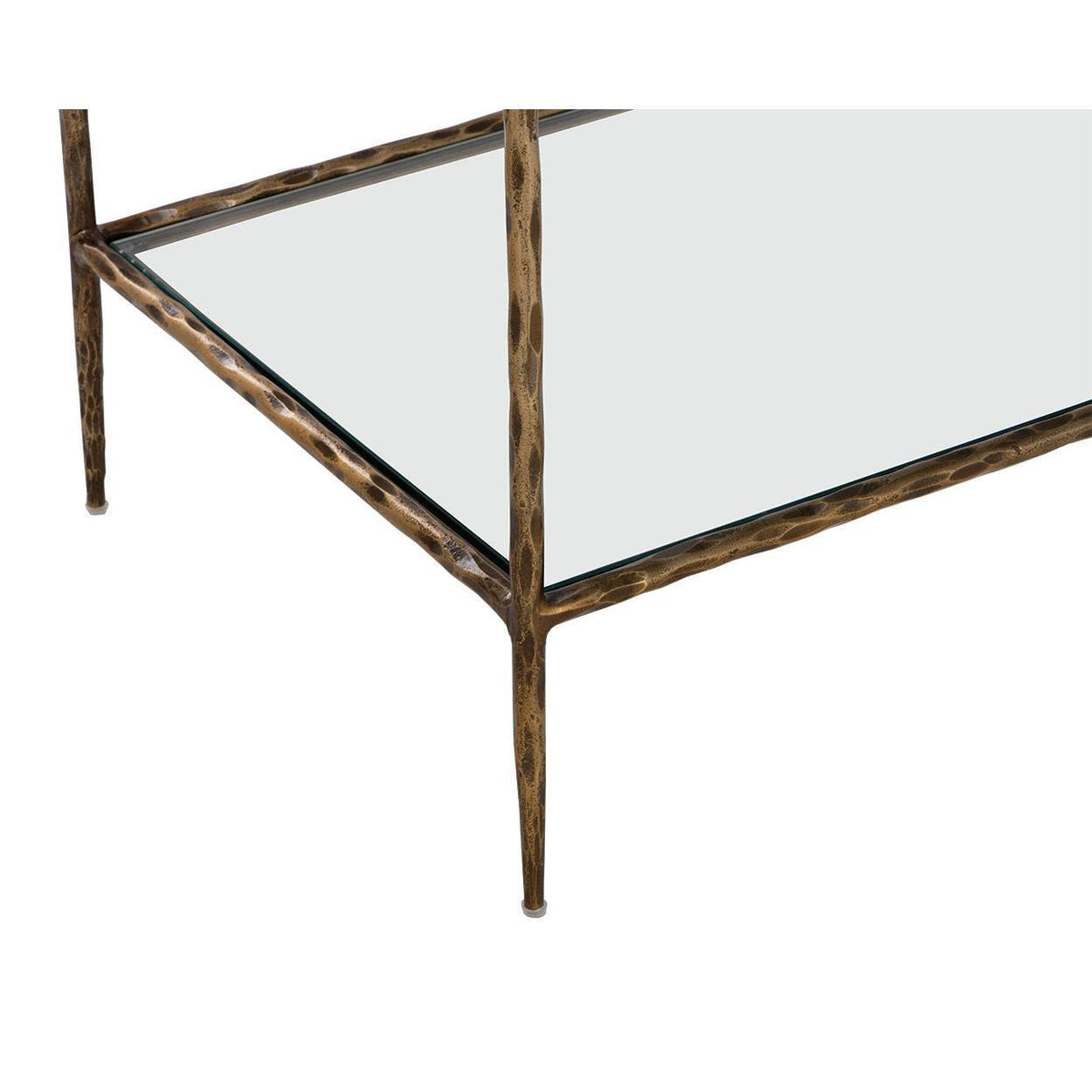 Emine Hammered Antique Brass Side Table - Nightstand Top View | Bone & Brass