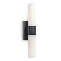 Emmett Oil Rubbed Bronze Sconce with two natural alabaster stone bulb covers.