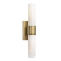 Emmett Oil Rubbed Bronze Sconce with two natural alabaster stone bulb covers.