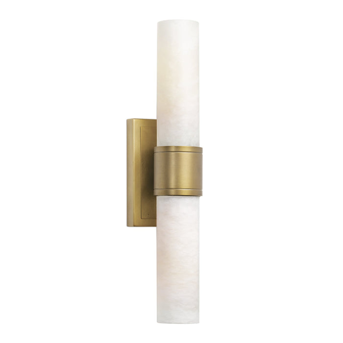 Emmett Oil Rubbed Bronze Sconce with two natural alabaster stone bulb covers.