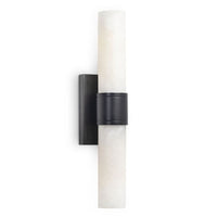 Emmett oil rubbed bronze double-ended sconce with natural alabaster stone covers.